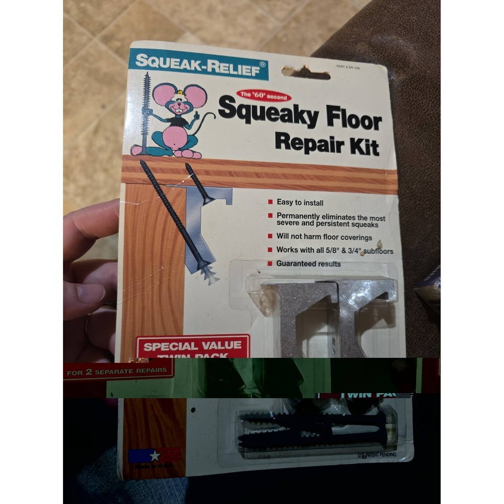 Squeak-Relief Squeaky Floor Home Repair Kit Twin Pack New Old Stock Vintage 1994